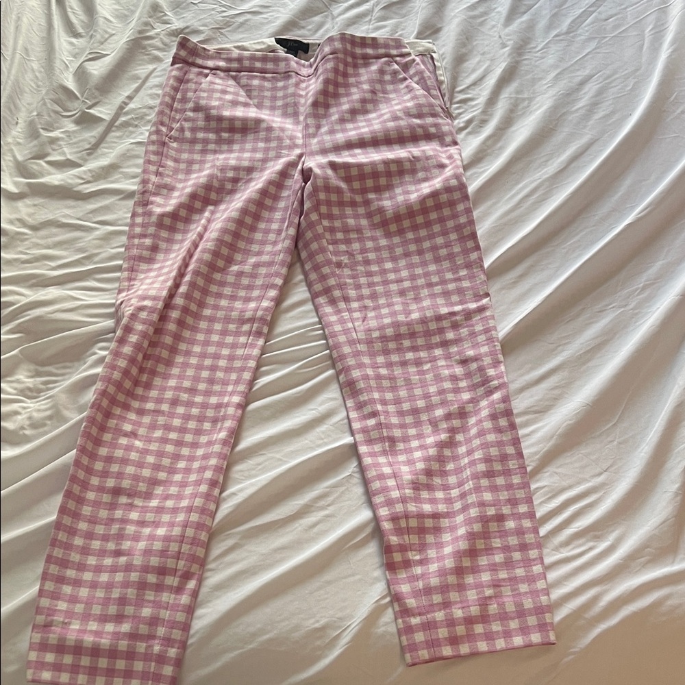 Jcrew Pink Gingham Martie Pants